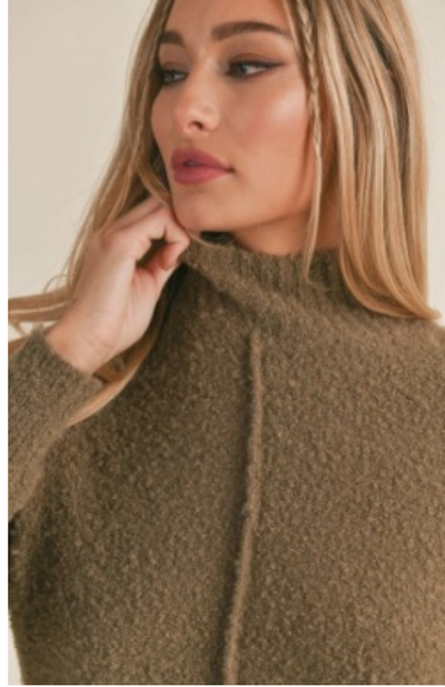 Leandra Seamed Mock Neck Sweater