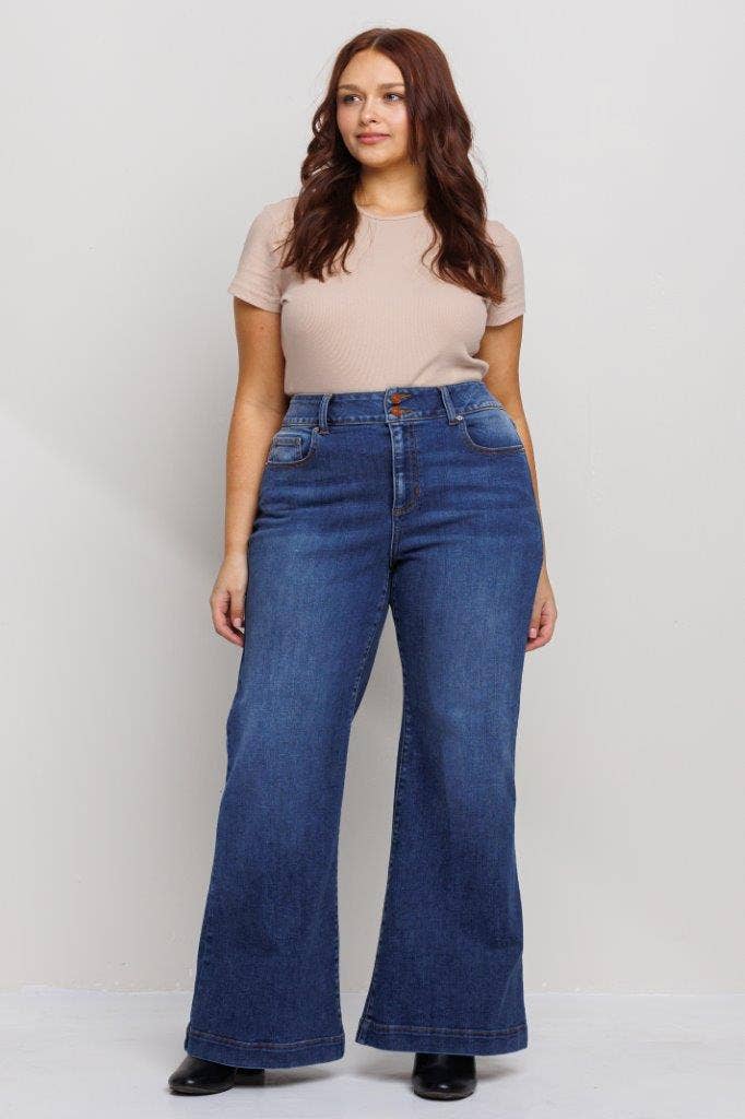 CLASSIC MID RISE FLARE JEANS IN PLUS SIZE